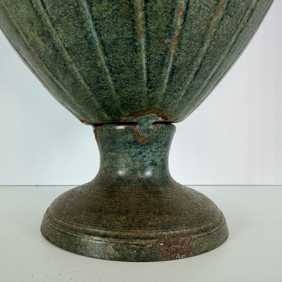 Bronze Tone Metal Urn Jardiniere Vase Handles Pedestal VTG Neoclassical Style - Picture 3 of 12